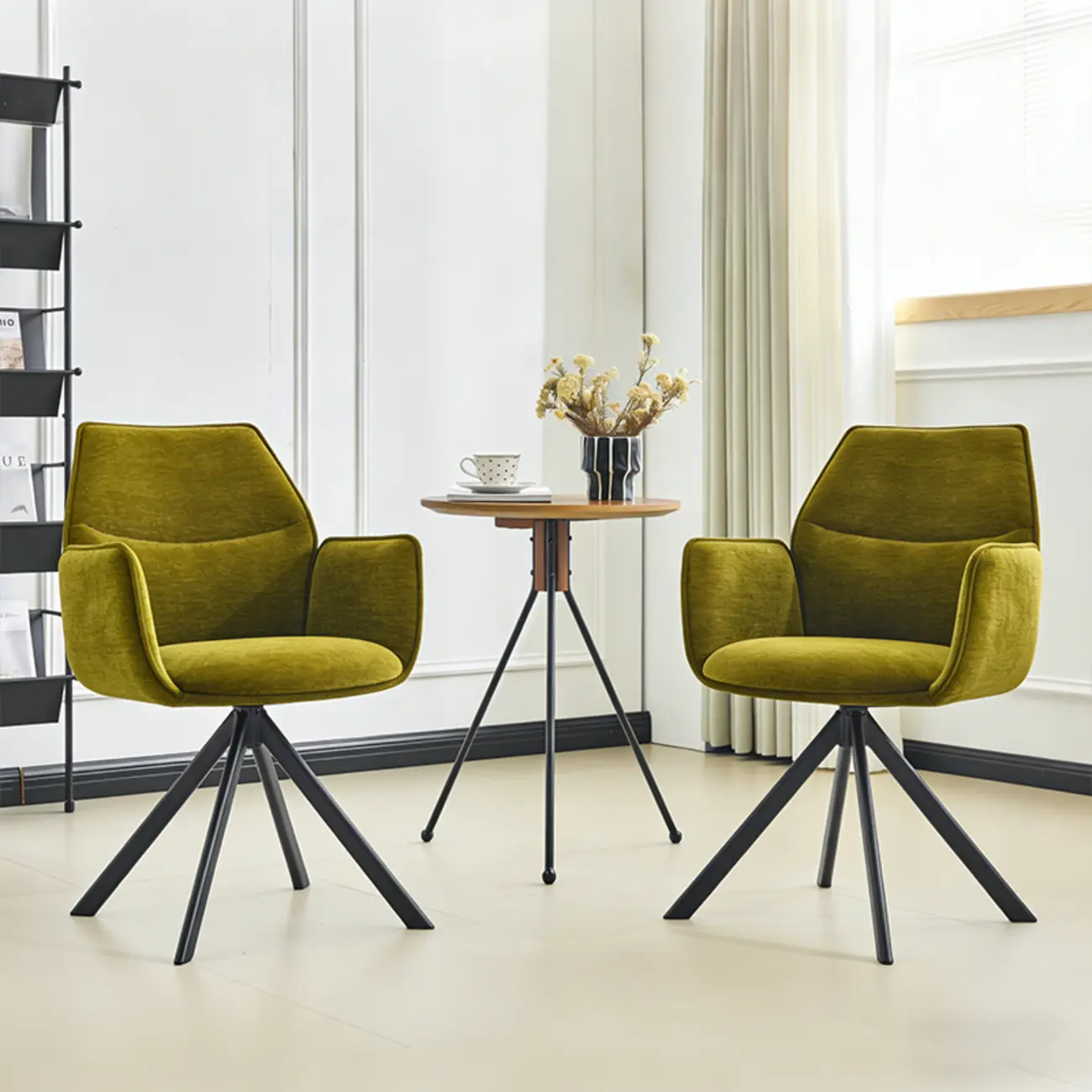 Swivel Modern Fabric High Back Upholstered Dining Chair Image - 1 | homeyfad