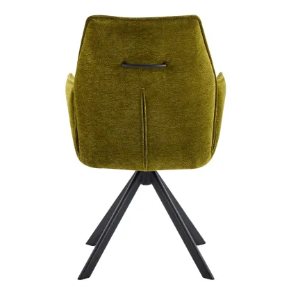 Swivel Modern Fabric High Back Upholstered Dining Chair Image - 7