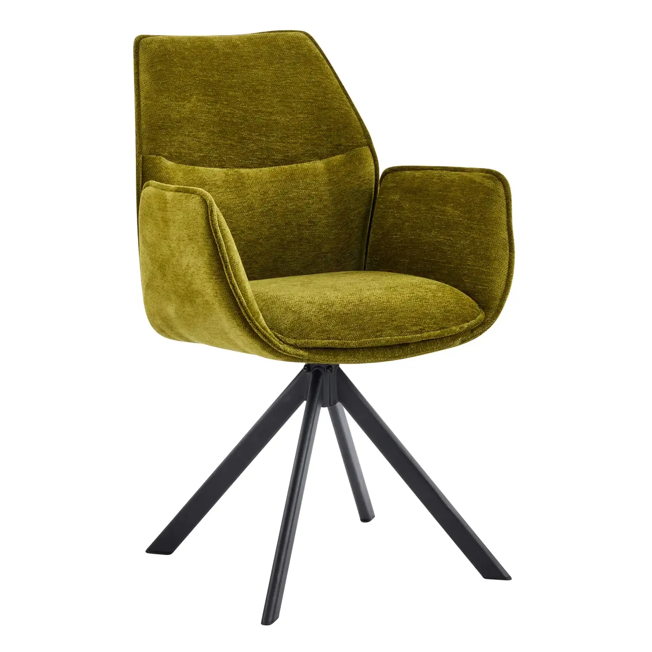 Swivel Modern Fabric High Back Upholstered Dining Chair Image - 5