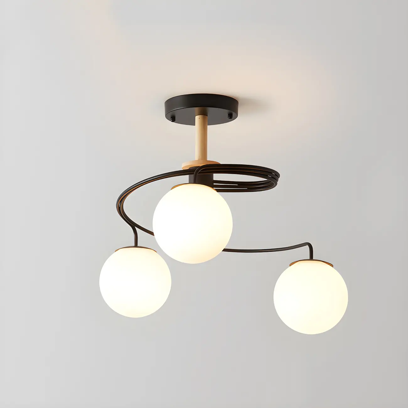 Modern Globe Bulb Orb Metal Semi Flush Ceiling Light | homeyfad