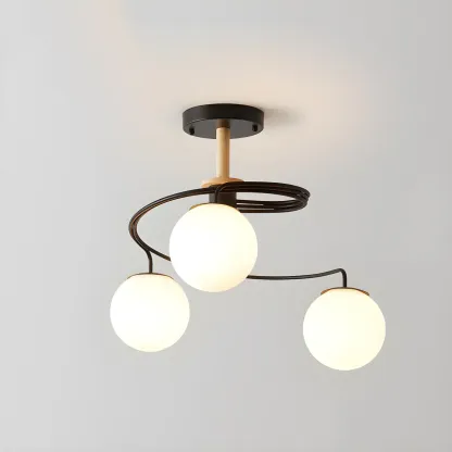 Modern Globe Bulb Orb Metal Semi Flush Ceiling Light