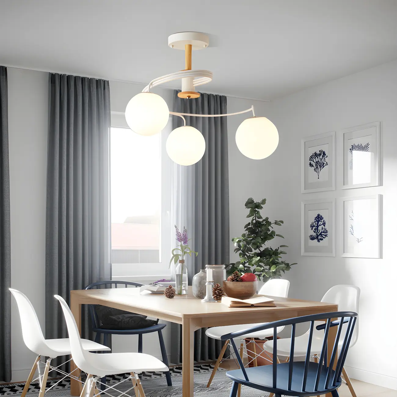 Modern Globe Bulb Orb Metal Semi Flush Ceiling Light | homeyfad