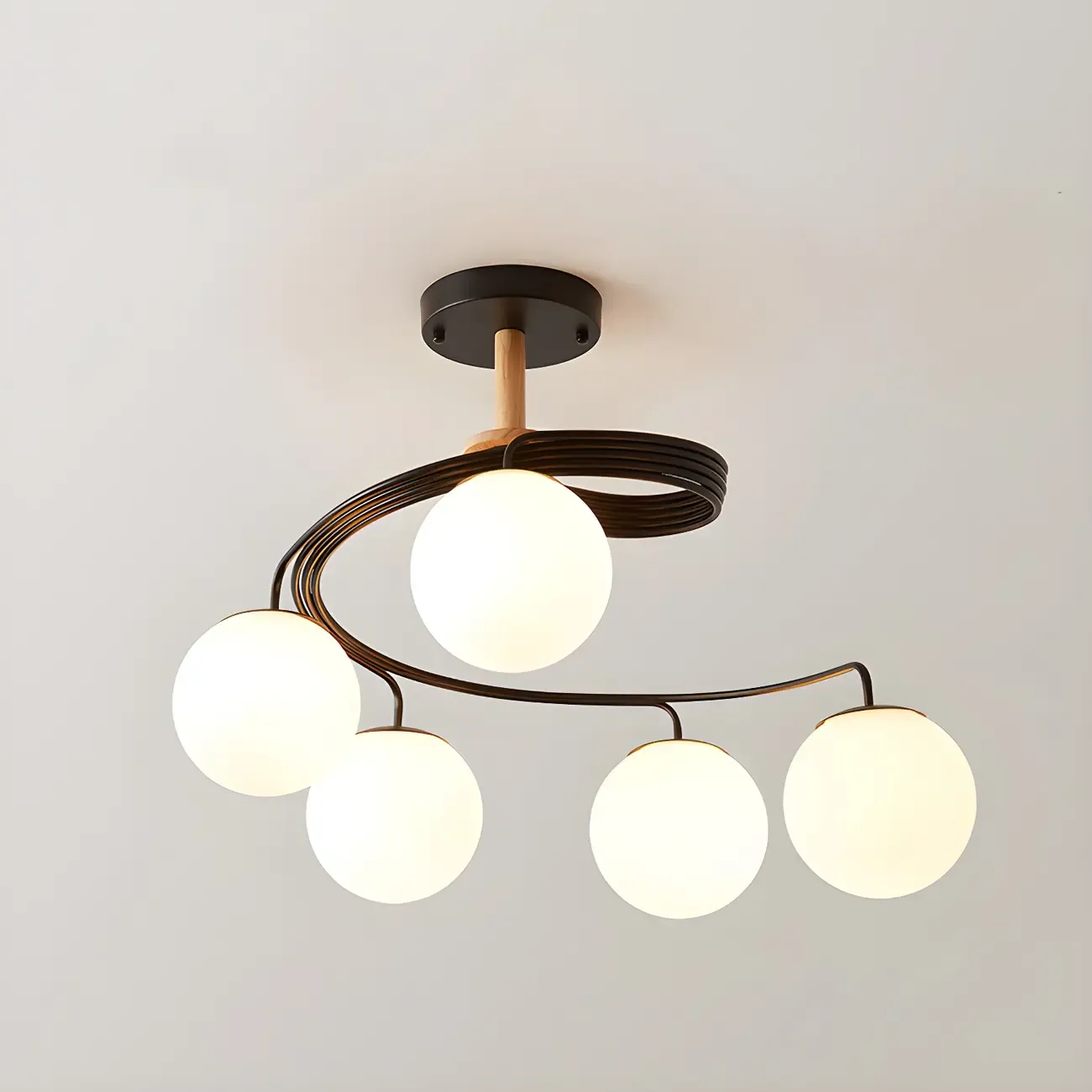 Modern Globe Bulb Orb Metal Semi Flush Ceiling Light