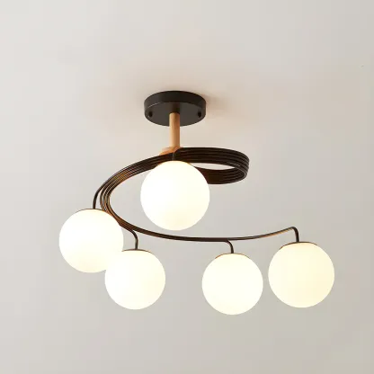 Modern Globe Bulb Orb Metal Semi Flush Ceiling Light