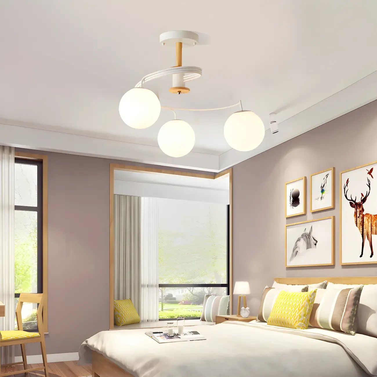 Modern Globe Bulb Orb Metal Semi Flush Ceiling Light