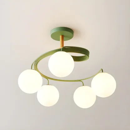 Modern Globe Bulb Orb Metal Semi Flush Ceiling Light