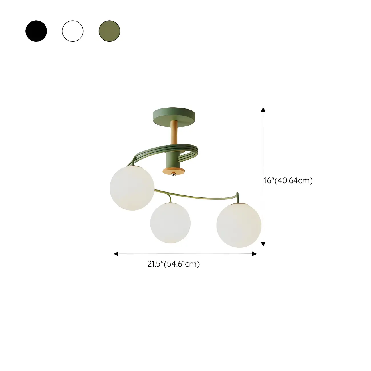 Modern Globe Bulb Orb Metal Semi Flush Ceiling Light #size