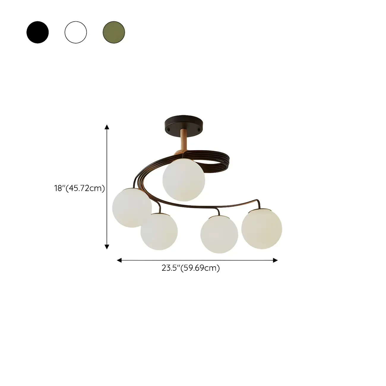 Modern Globe Bulb Orb Metal Semi Flush Ceiling Light