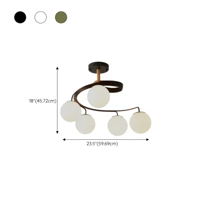 Modern Globe Bulb Orb Metal Semi Flush Ceiling Light