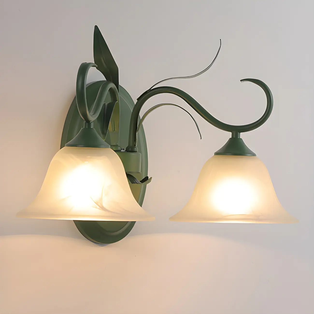 Green Glass Modern Floral Wall Light for Bedroom Image - 7 | homeyfad