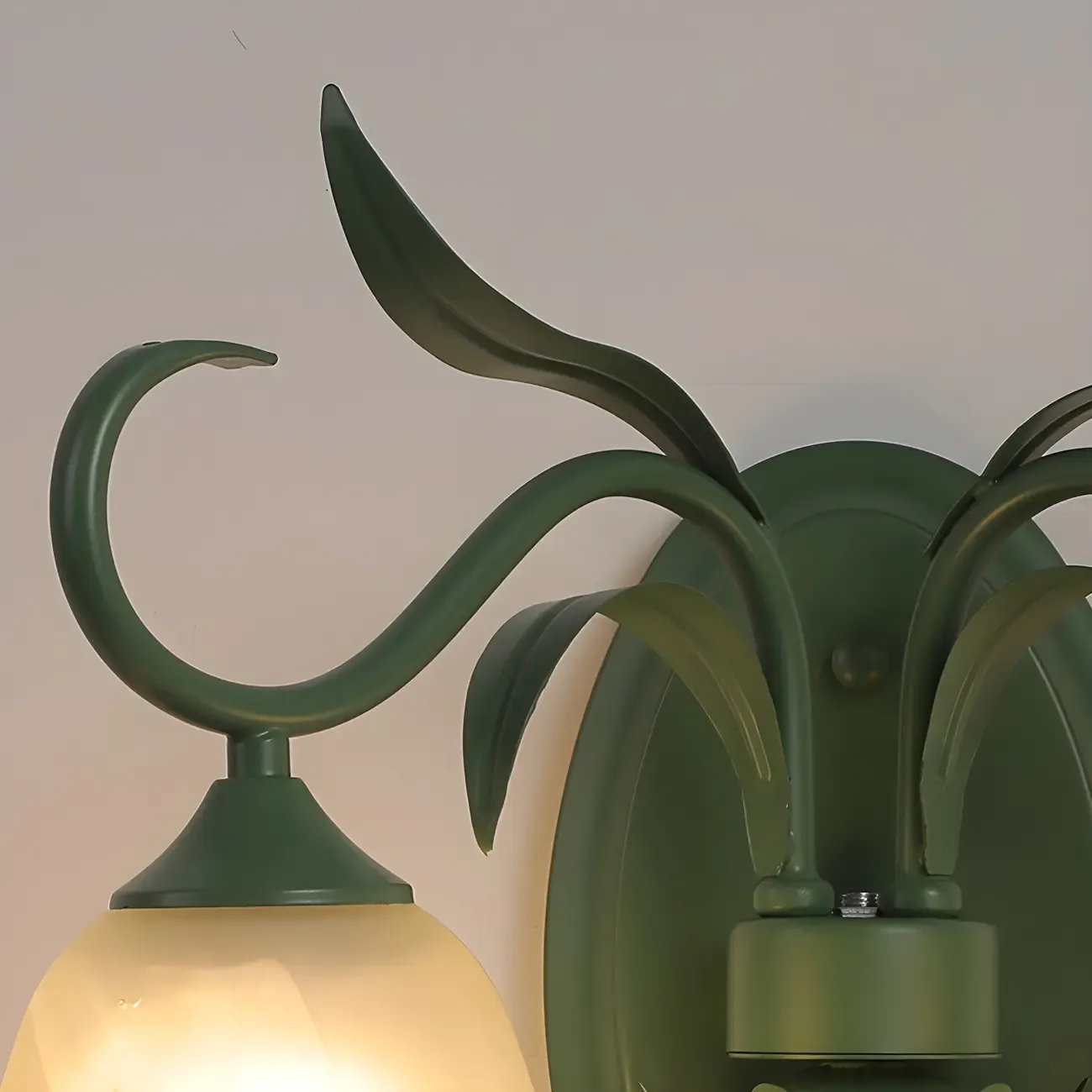 Green Glass Modern Floral Wall Light for Bedroom Image - 9