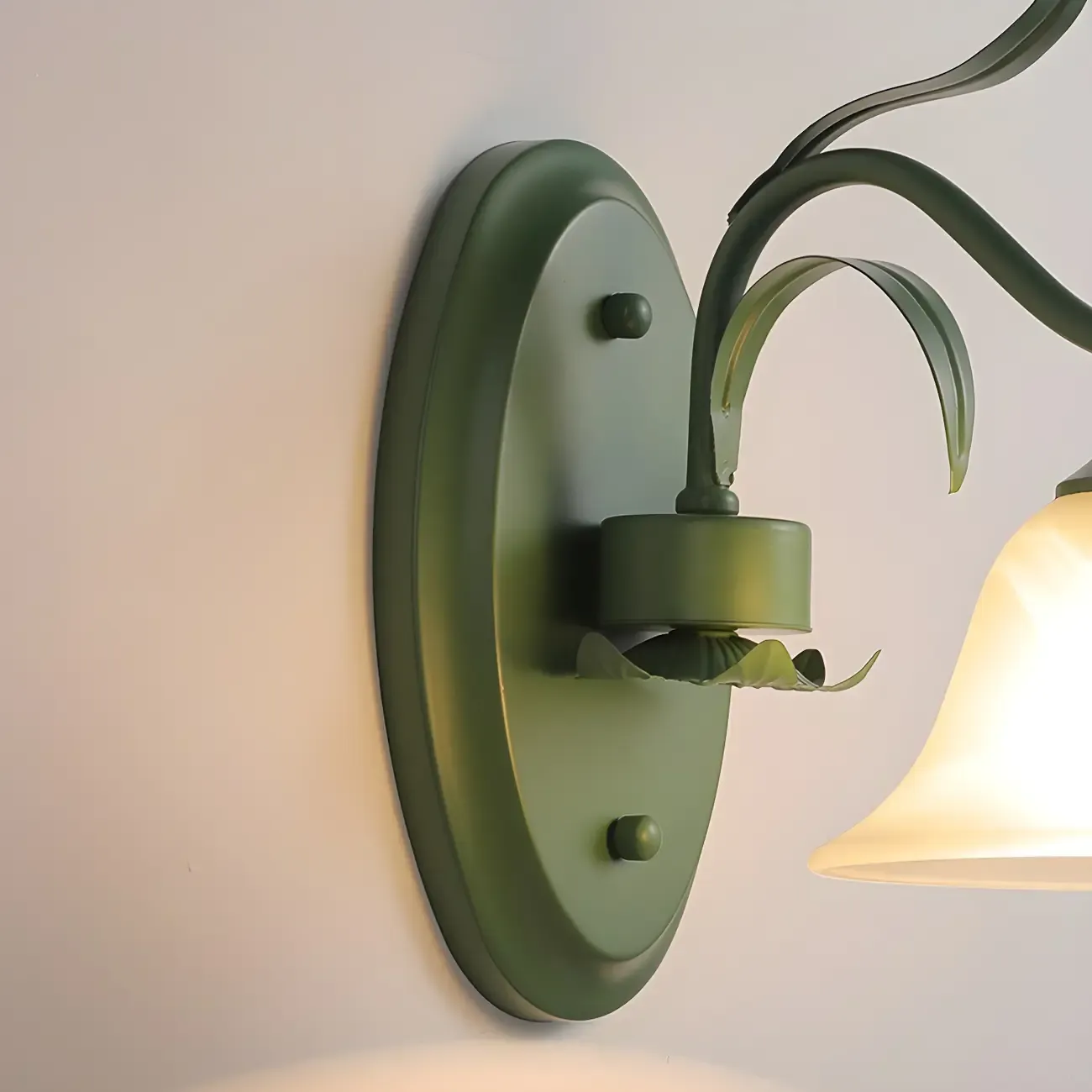 Green Glass Modern Floral Wall Light for Bedroom Image - 11