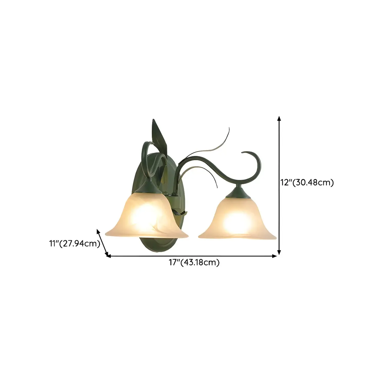 Green Glass Modern Floral Wall Light for Bedroom Image - 13