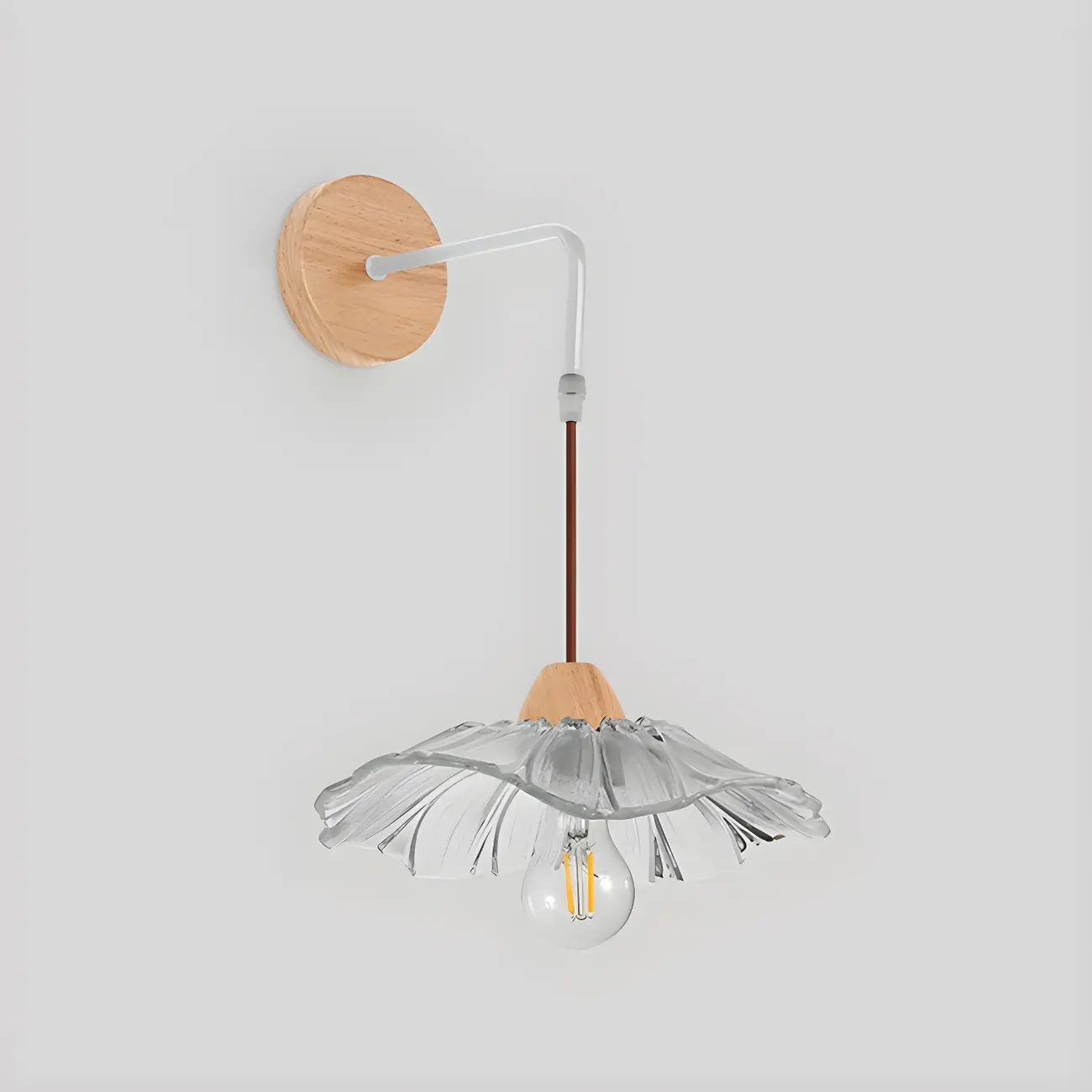 Simple Wood Glass Floral Shade Wall Sconce Image - 9 | homeyfad