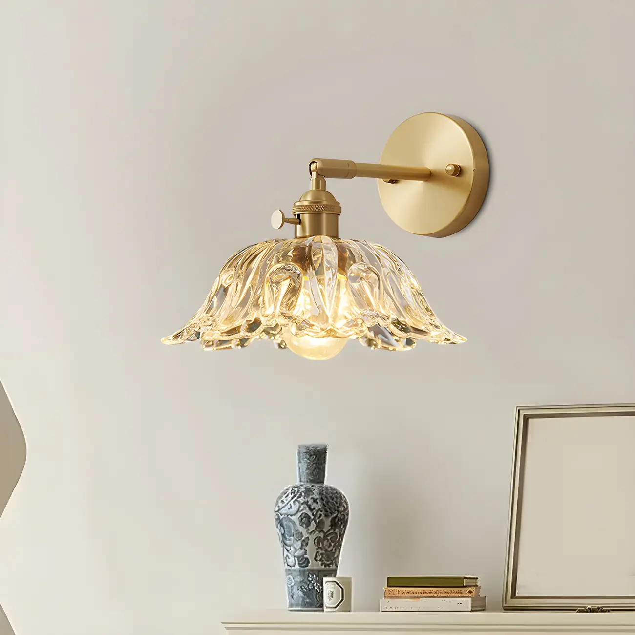 Modern Gold Glass Indoor Wall Light for Living Room Image - 2 | homeyfad