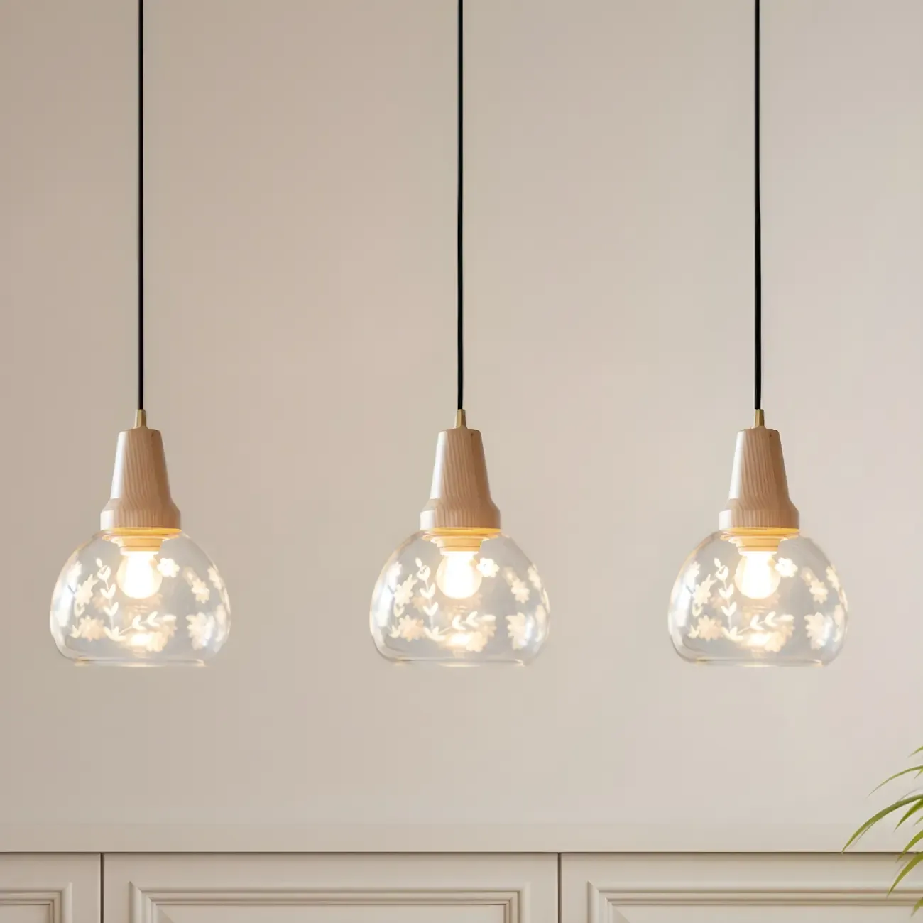 Modern Glass Geometric Pendant Light for Kitchen Island Image - 2