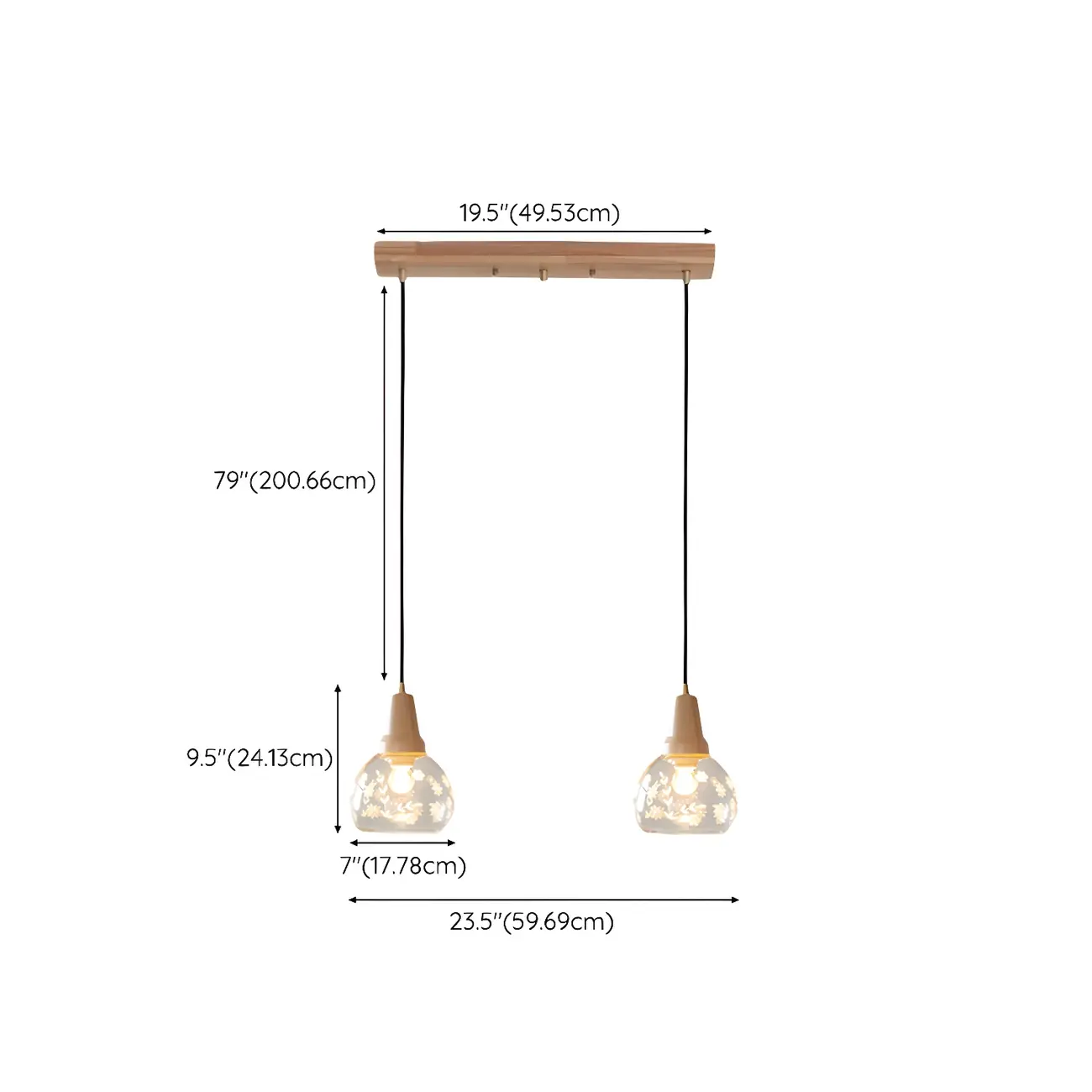 Elegant Clear Glass Dome Island Pendant Light for Kitchen #size