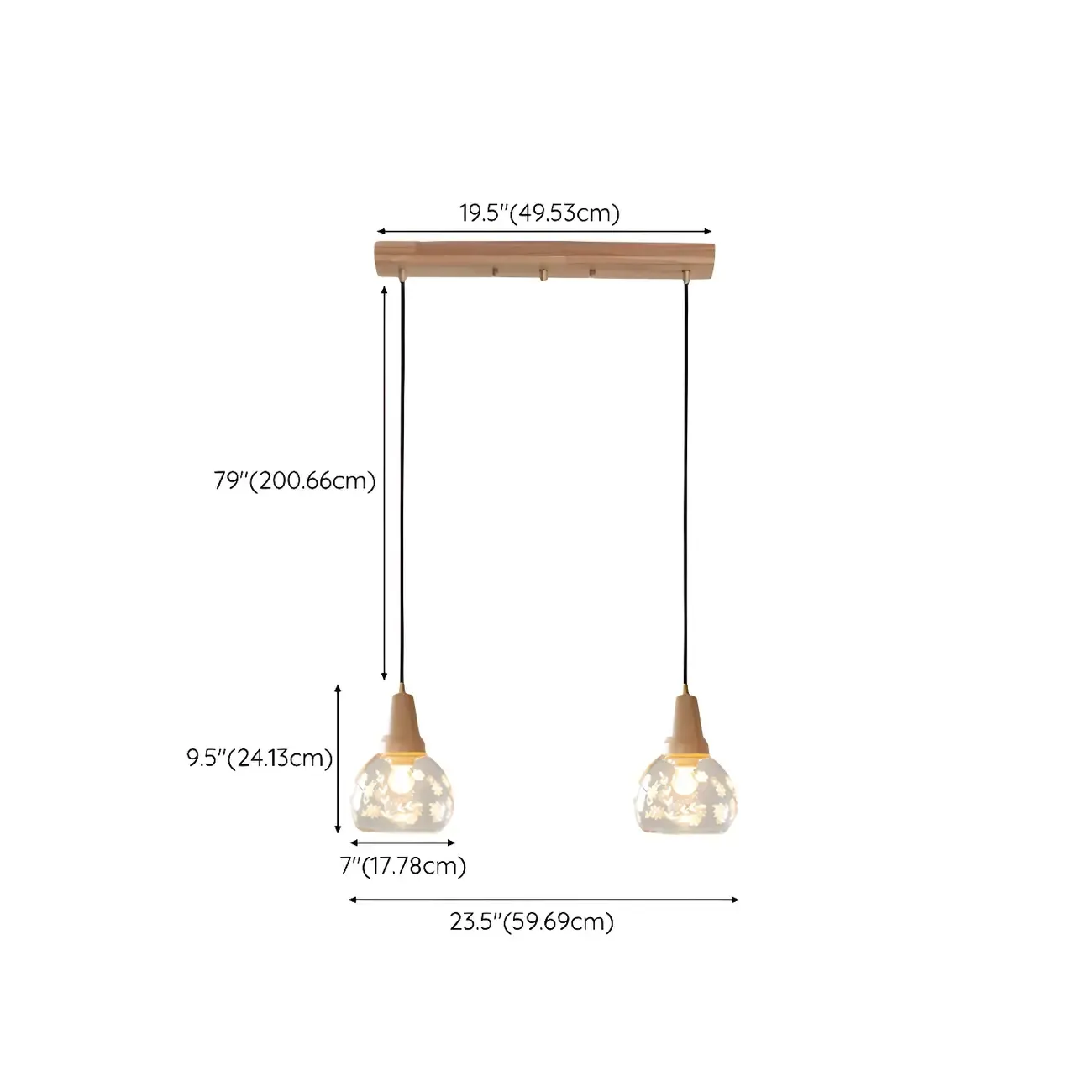 Modern Glass Geometric Pendant Light for Kitchen Island #size