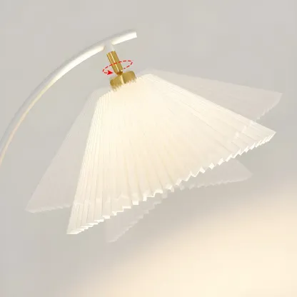 Modern LED Floor Lamp with Pleated Shade for Living Room Image - 3