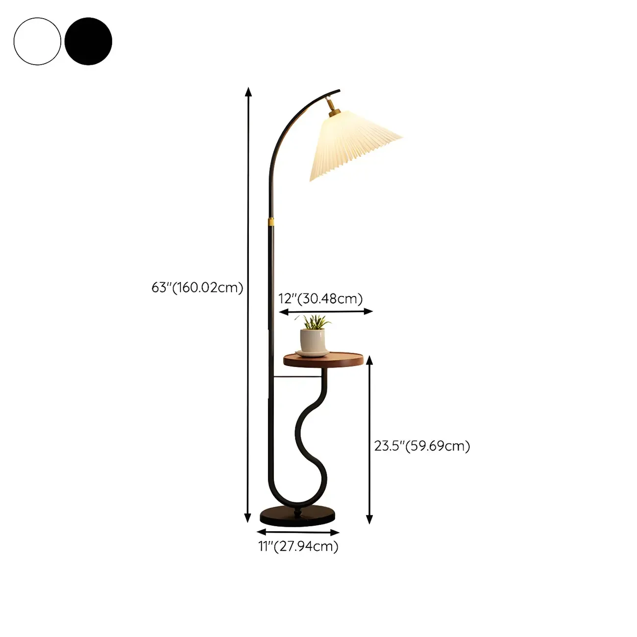 Modern LED Floor Lamp with Pleated Shade for Living Room #size