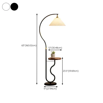 Modern LED Floor Lamp with Pleated Shade for Living Room Image - 13