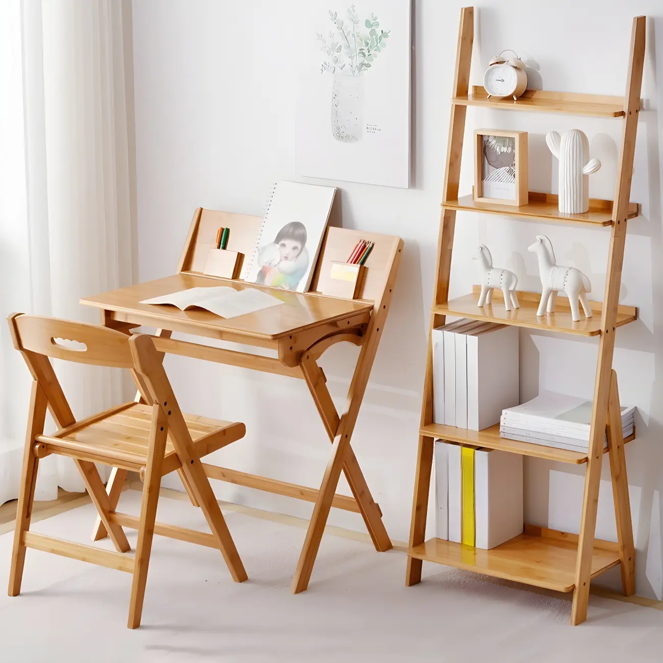 Simple Solid Wood 5-Tier Open Ladder Bookcase Image - 4 | homeyfad