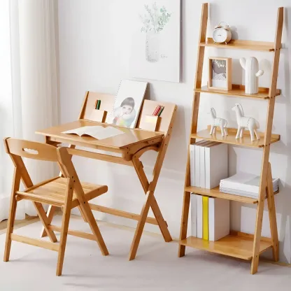 Simple Solid Wood 5-Tier Open Ladder Bookcase Image - 4
