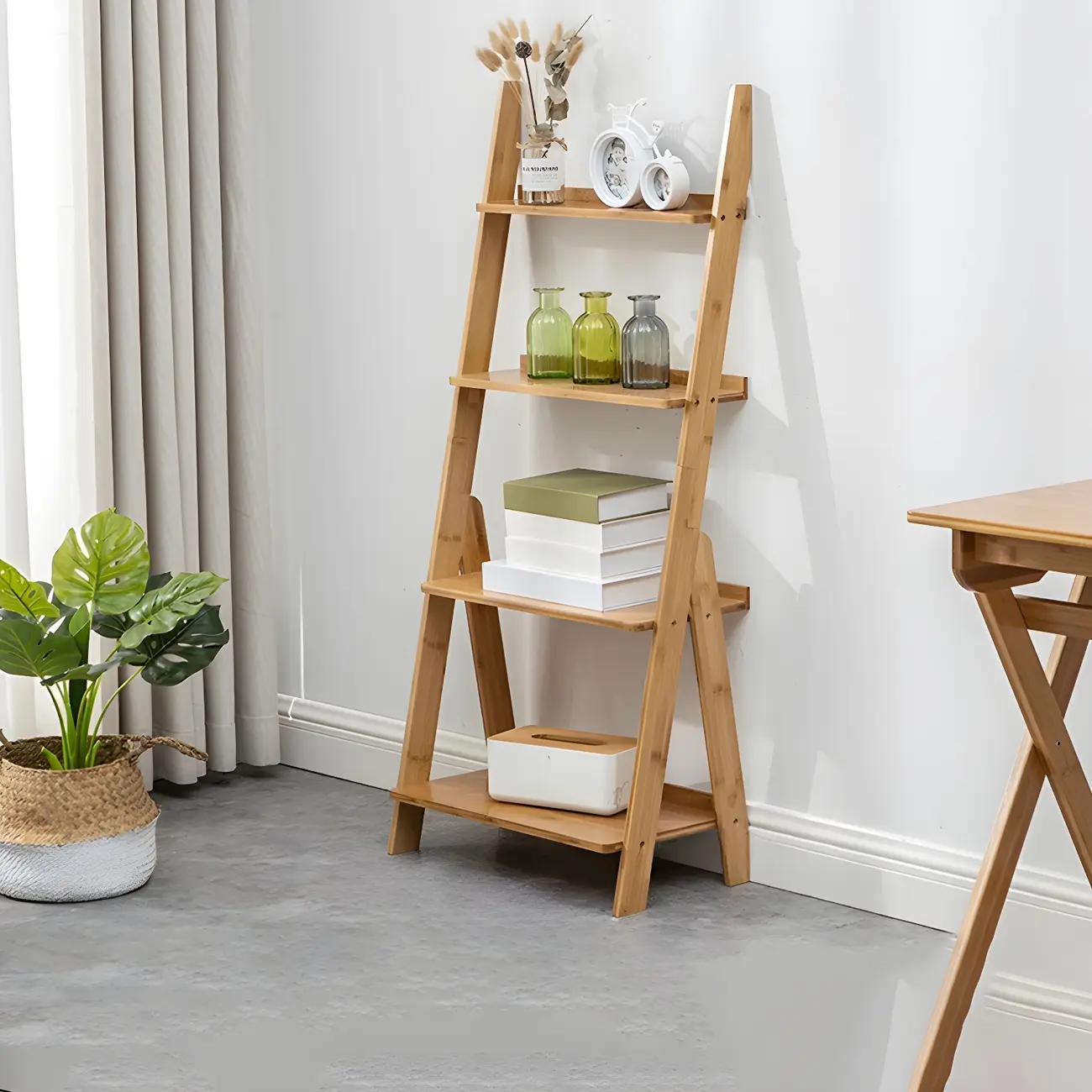 Simple Solid Wood 5-Tier Open Ladder Bookcase Image - 5 | homeyfad