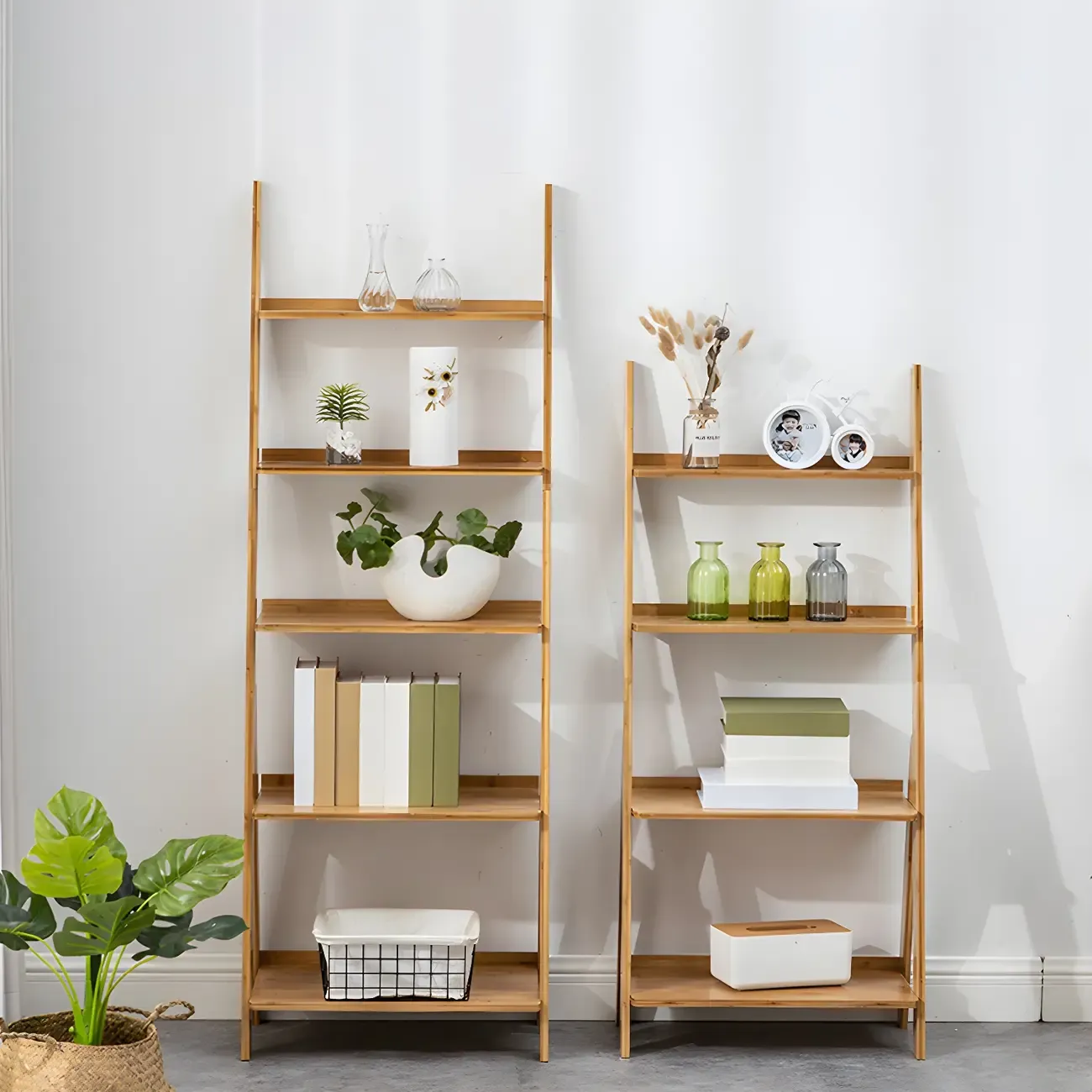 Simple Solid Wood 5-Tier Open Ladder Bookcase Image - 6