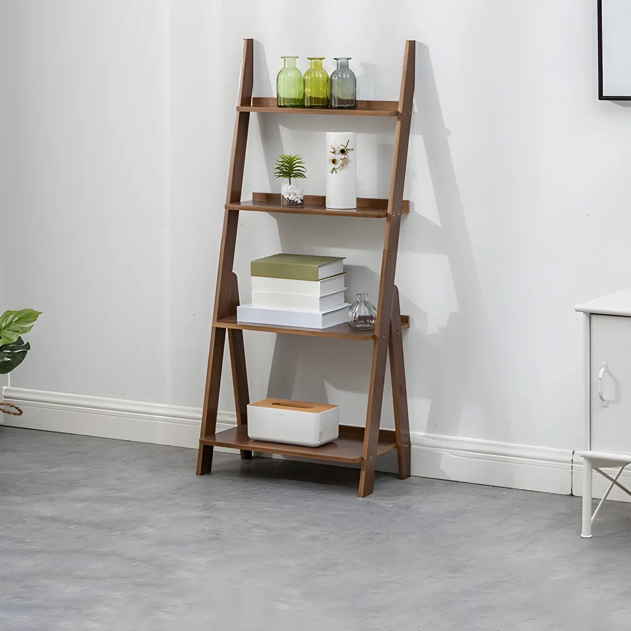 Simple Solid Wood 5-Tier Open Ladder Bookcase Image - 7 | homeyfad