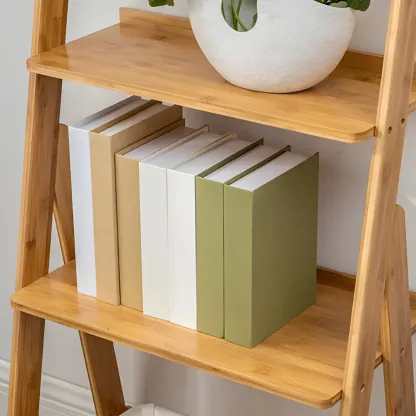 Simple Solid Wood 5-Tier Open Ladder Bookcase Image - 12
