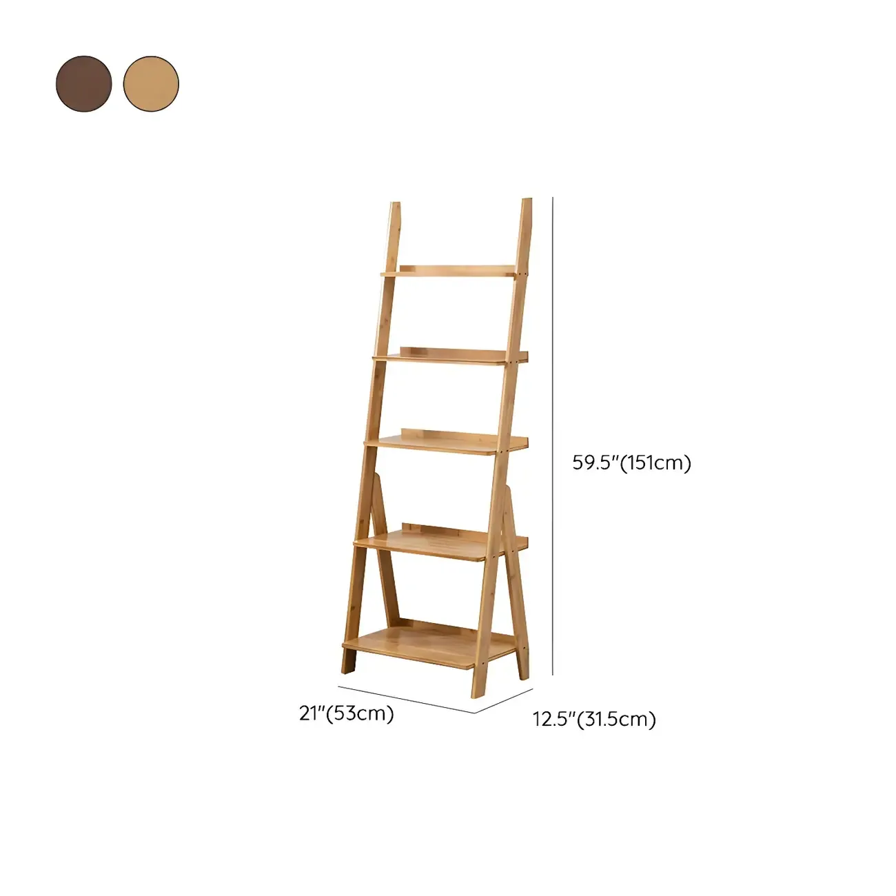 Simple Solid Wood 5-Tier Open Ladder Bookcase Image - 15