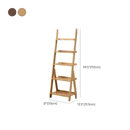 Simple Solid Wood 5-Tier Open Ladder Bookcase Image - 15