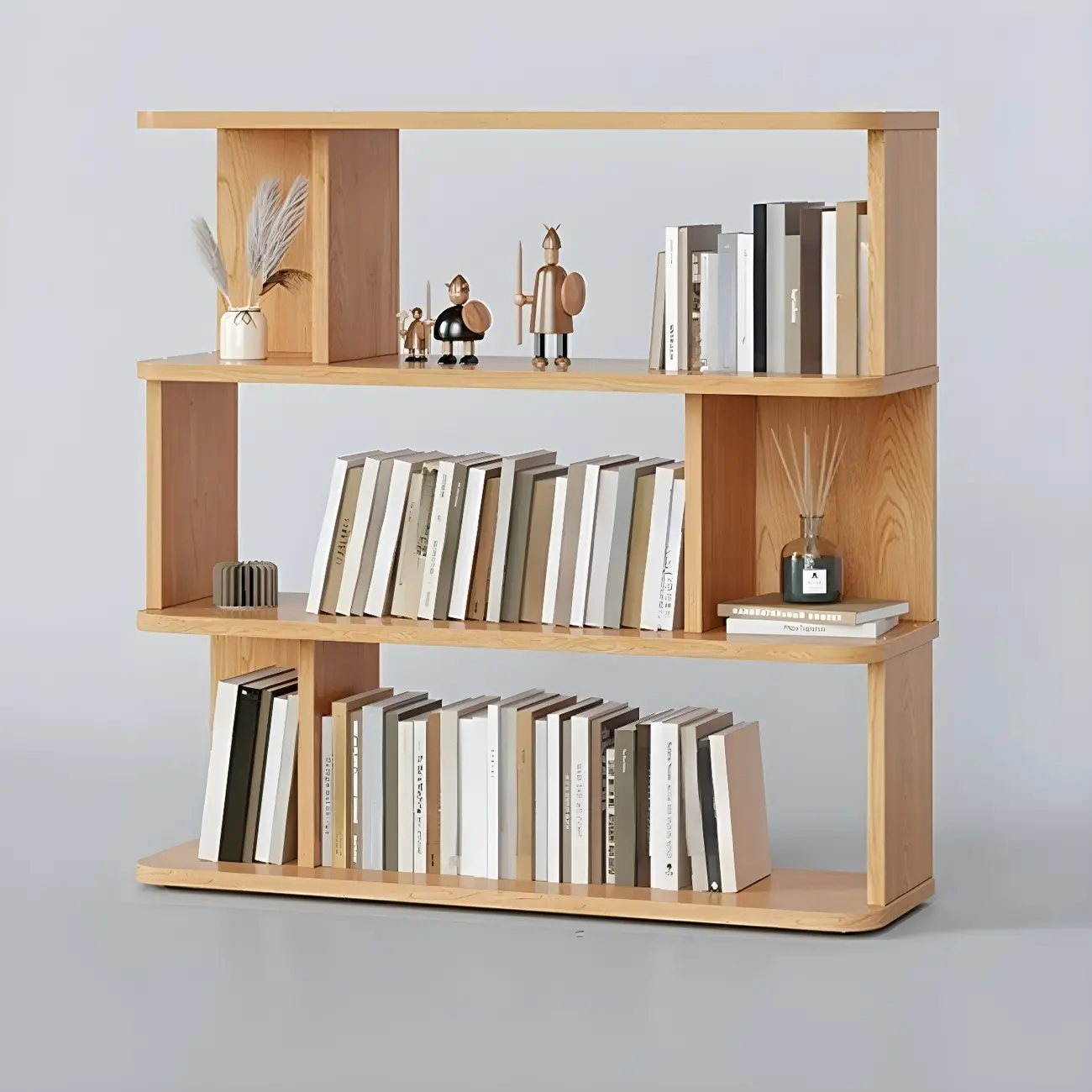Tall Modern Walnut Open Back 6-Shelf Wood Bookcase Image - 10 | homeyfad