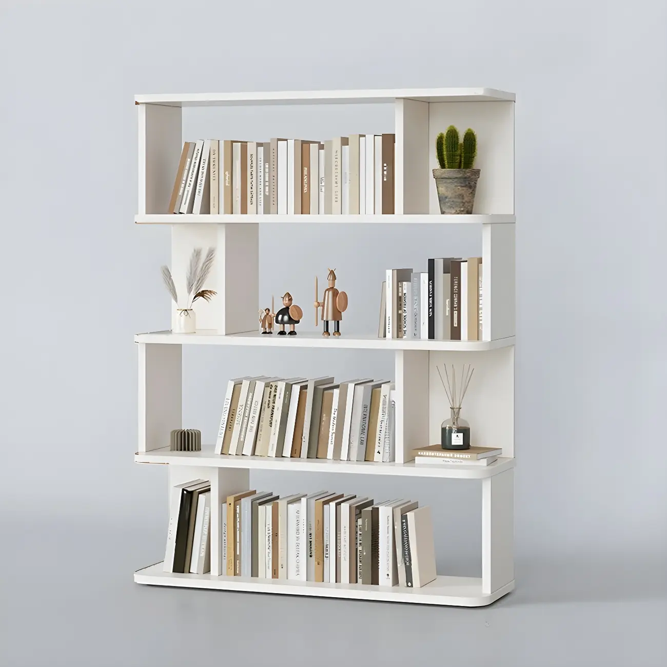 Tall Modern Walnut Open Back 6-Shelf Wood Bookcase Image - 13 | homeyfad