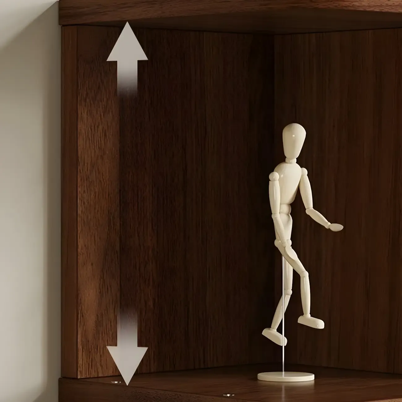 Tall Modern Walnut Open Back 6-Shelf Wood Bookcase Image - 6