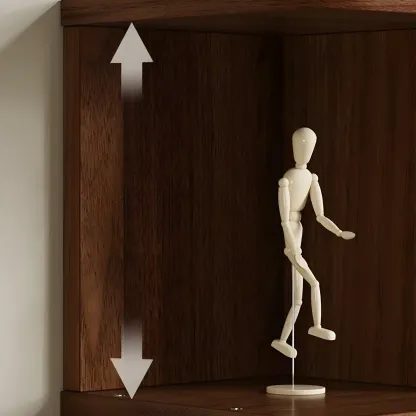 Tall Modern Walnut Open Back 6-Shelf Wood Bookcase Image - 6