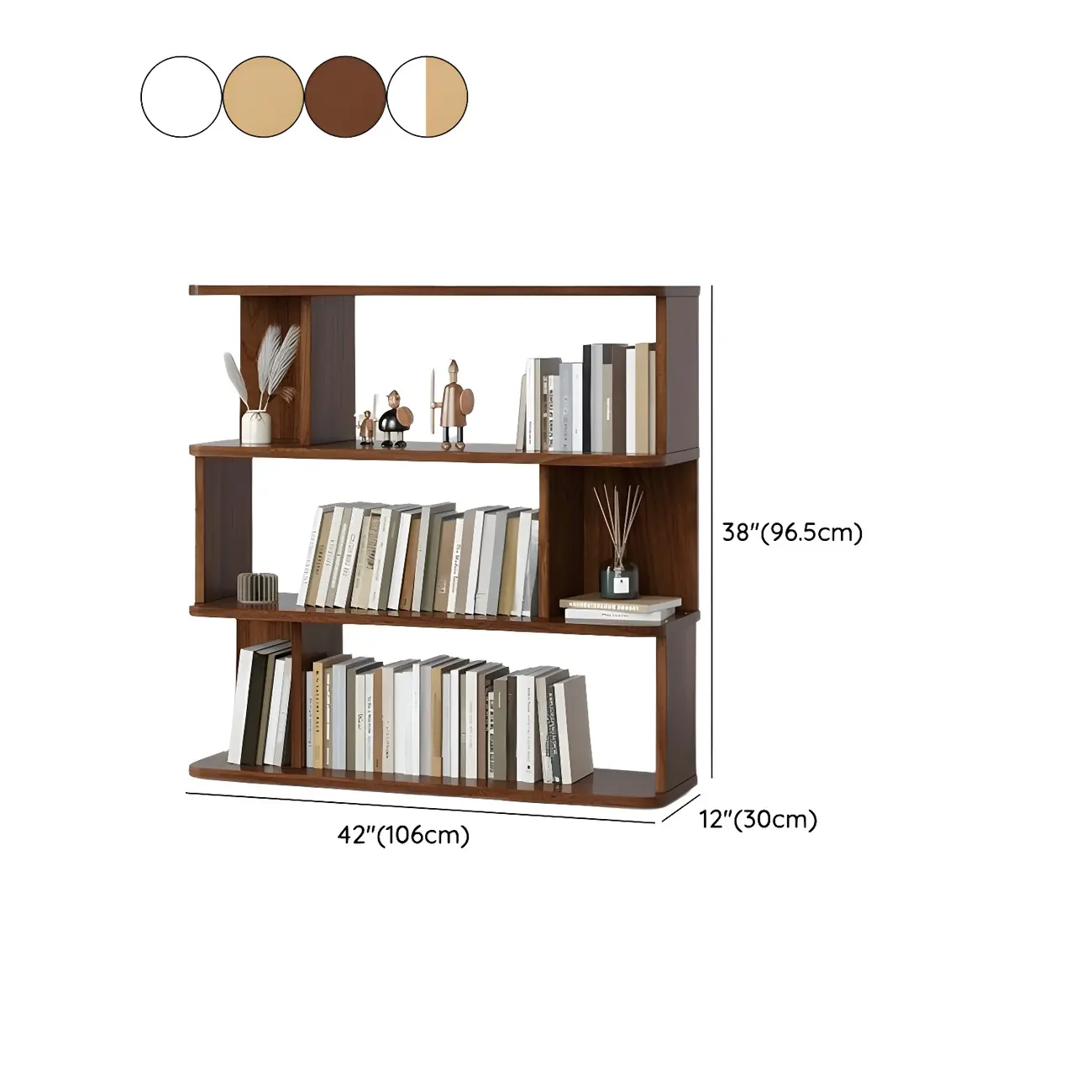 Tall Modern Walnut Open Back 6-Shelf Wood Bookcase #size | homeyfad