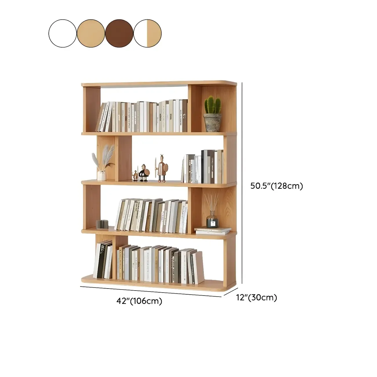Tall Modern Walnut Open Back 6-Shelf Wood Bookcase Image - 26