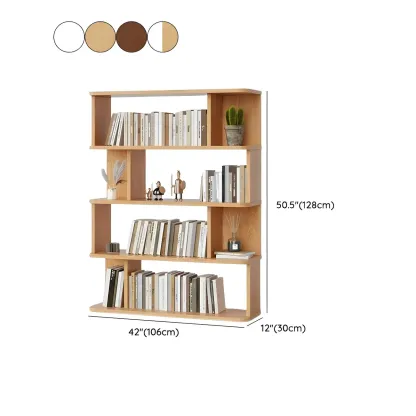 Tall Modern Walnut Open Back 6-Shelf Wood Bookcase Image - 26