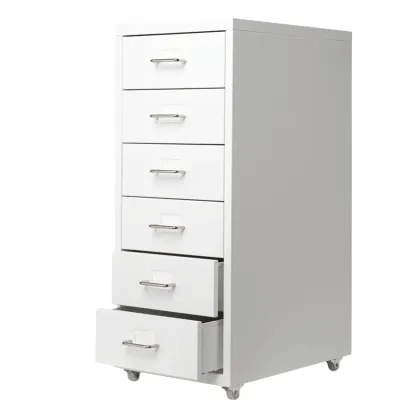Nordic Vertical Metal Filing Cabinet with Casters for Home Office Image - 9