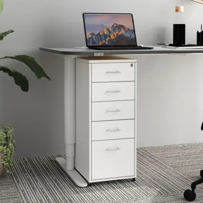 Nordic Vertical Metal Filing Cabinet with Casters for Home Office Image - 19