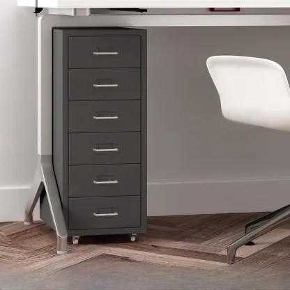 Nordic Vertical Metal Filing Cabinet with Casters for Home Office Image - 23