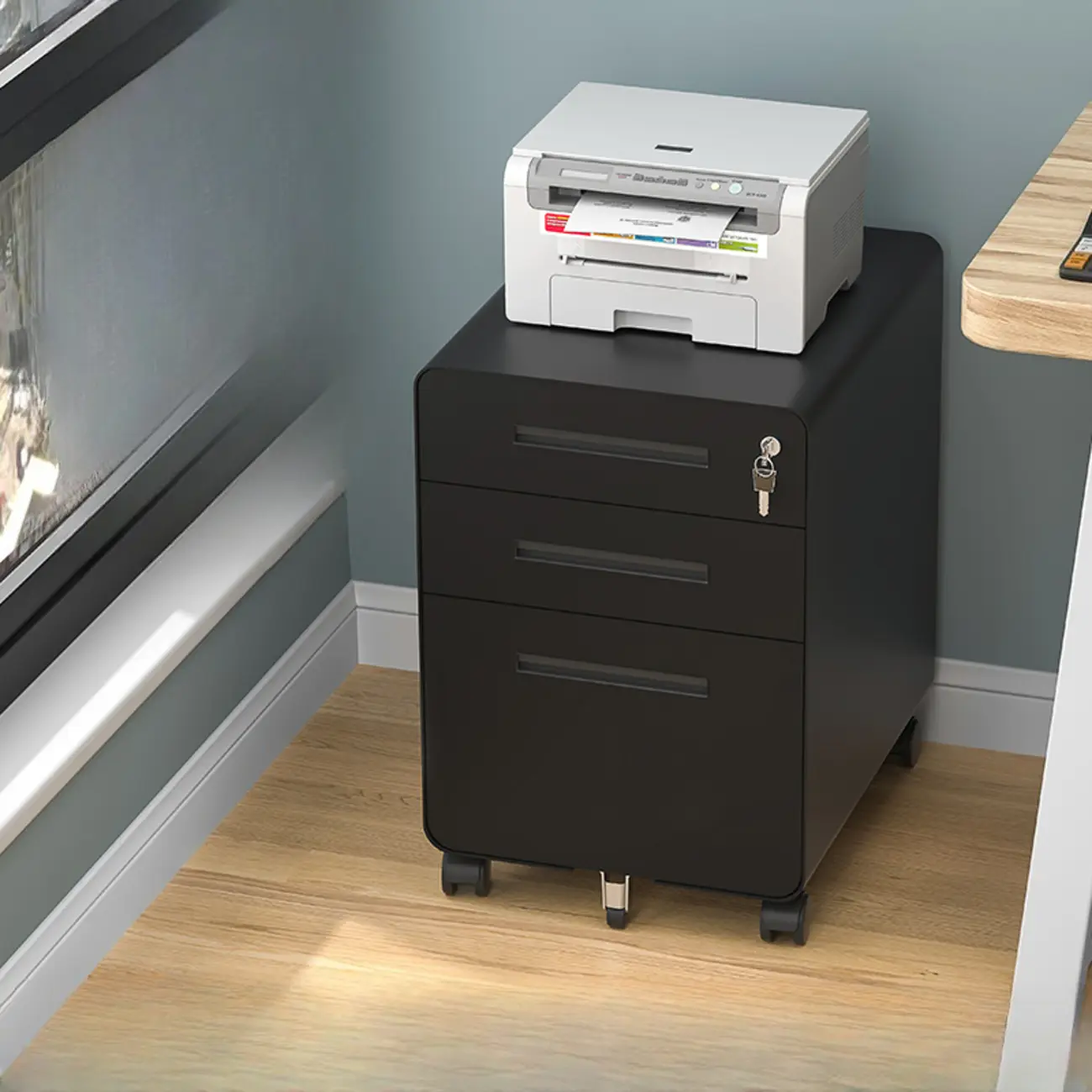 Elegant Vertical Metal Filing Cabinet with Locking Drawer for Office Image - 1 | homeyfad