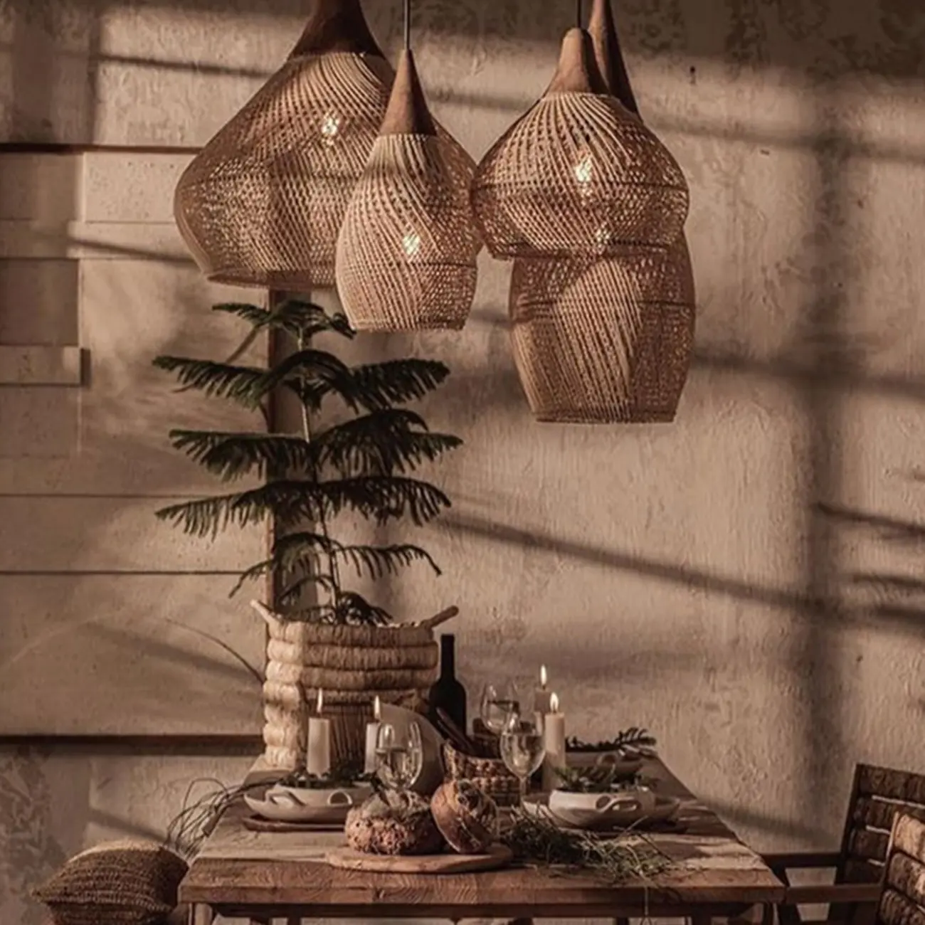 Wabi sabi style Rattan Pendant Light   Image - 2 | homeyfad