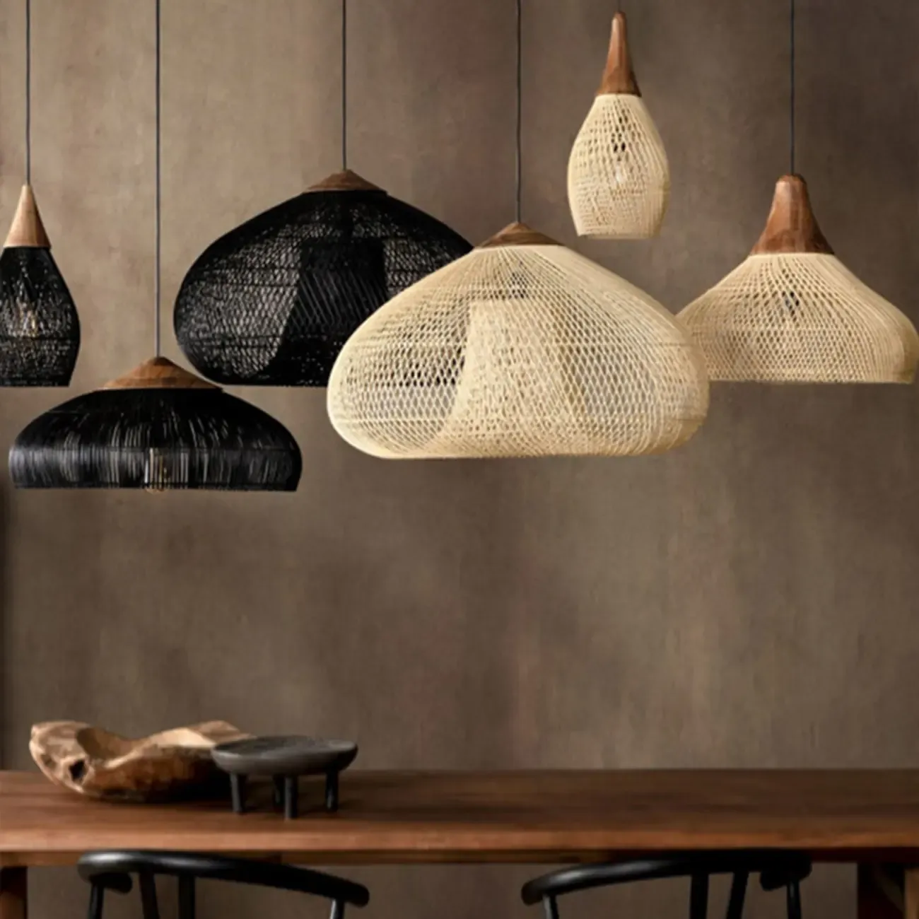 Wabi sabi style Rattan Pendant Light   Image - 3