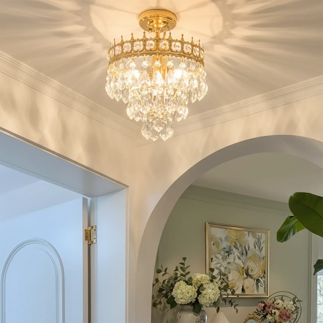 LED Elegant Semi-Flush Mount Ceiling Light for Living Room Image - 2 | homeyfad