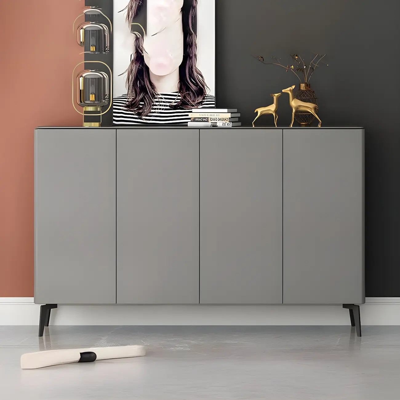 Gloss Green Wood Shoe Storage Cabinet for Entryway Image - 11 | homeyfad