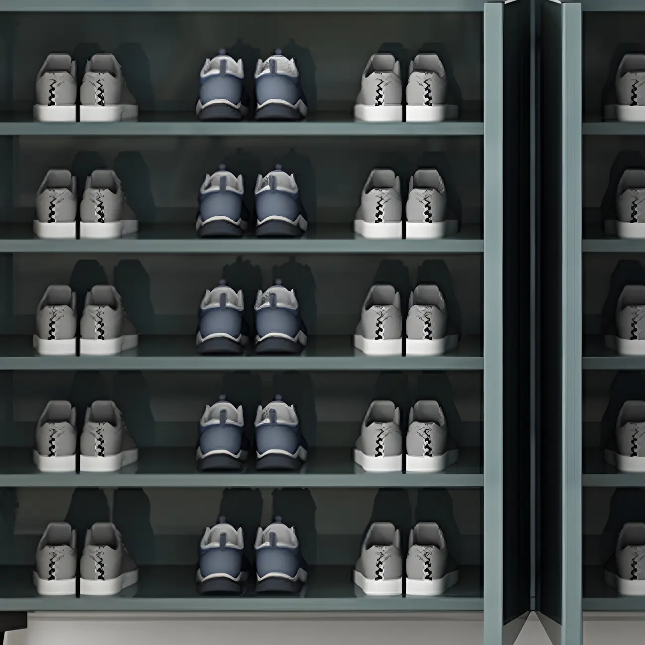 Gloss Green Wood Shoe Storage Cabinet for Entryway Image - 12 | homeyfad