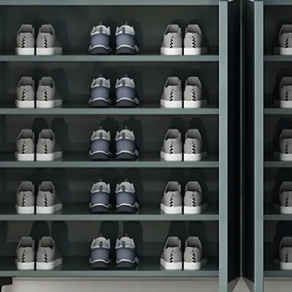 Gloss Green Wood Shoe Storage Cabinet for Entryway Image - 12